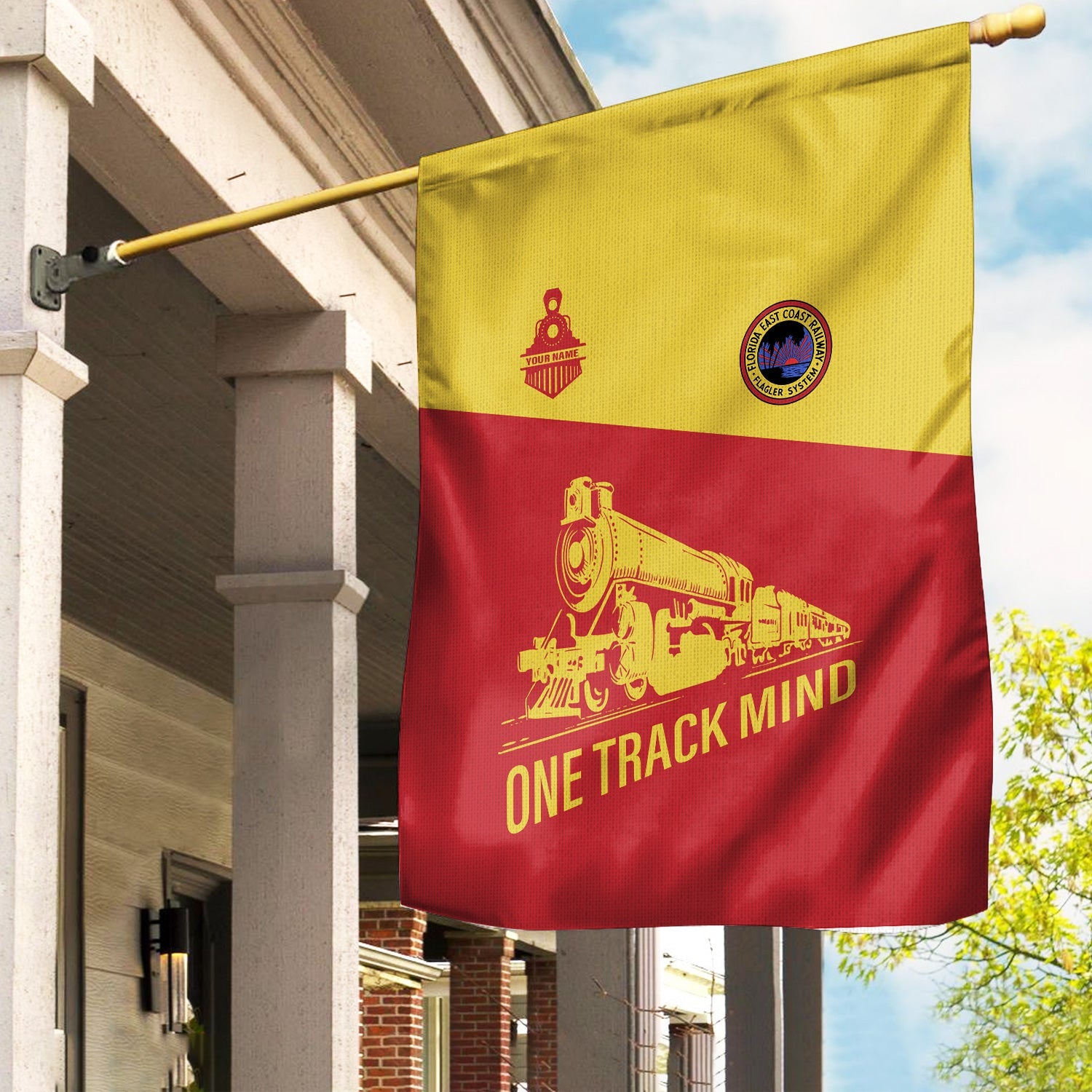 Railspirit Personalized Florida East Coast Railway Garden Flag One Track Mind Flag Gift Idea For Train Lover