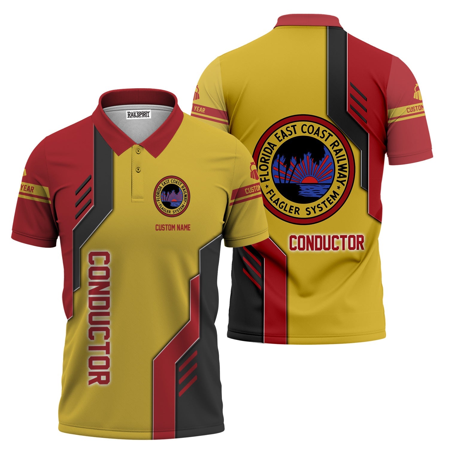 Railspirit Personalized Florida East Coast Railway Polo Shirt Unique Railway Style with Custom Job Train Shirt