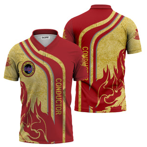 Railspirit Personalized Florida East Coast Railway Polo Shirt Flame Design with Custom Job Position Train Shirt