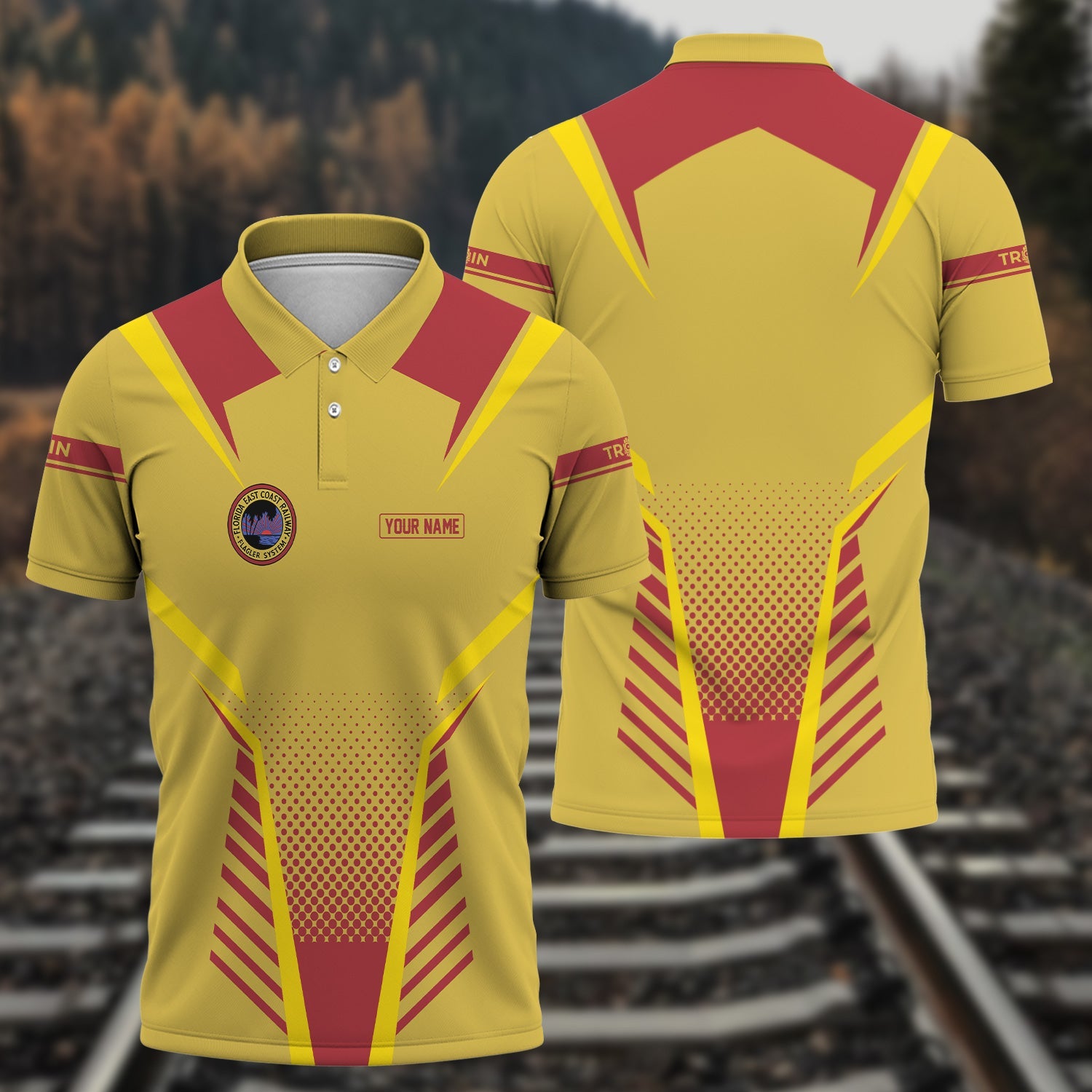 Railspirit Personalized Florida East Coast Railway Polo Shirt Unisex Train Shirt All Over Print