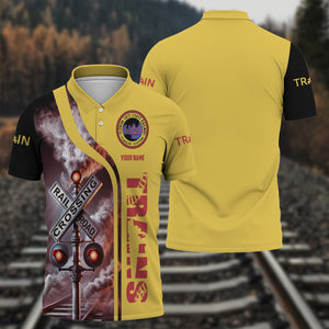 Railspirit Personalized Florida East Coast Railway Polo Shirt Crossing Railroad Sign American Locomotive Train Shirt All Over Print