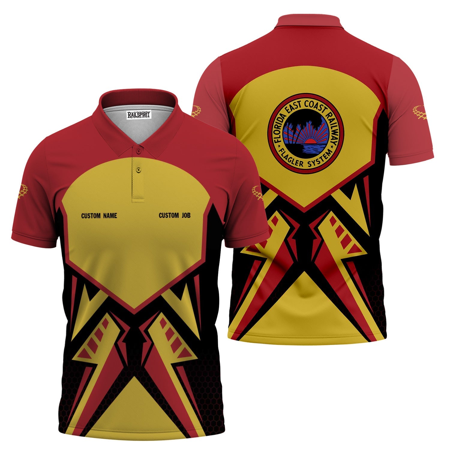 Railspirit Personalized Florida East Coast Railway Polo Shirt Vibriant Style with Custom Position Train Shirt