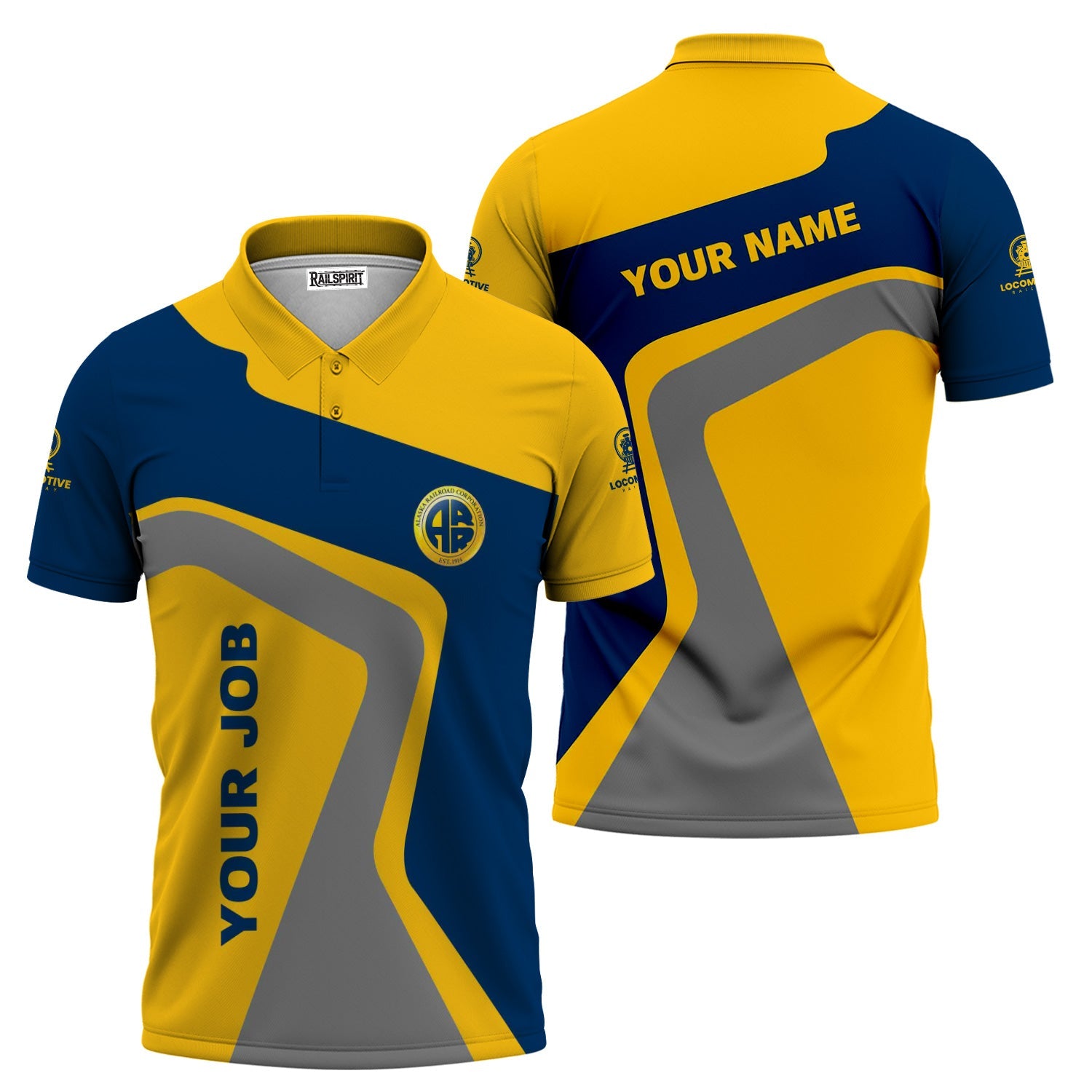 Railspirit Personalized Alaska Railroad Polo Shirt Unique Design with Custom Job Position Train Shirt