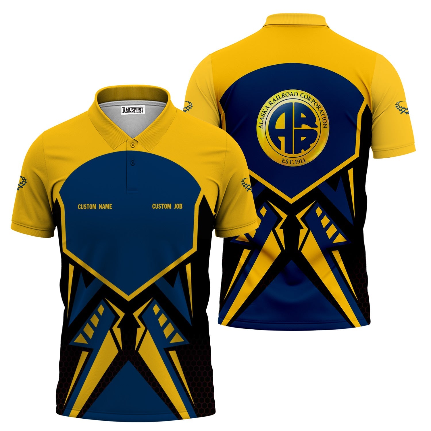 Railspirit Personalized Alaska Railroad Polo Shirt Vibriant Style with Custom Position Train Shirt