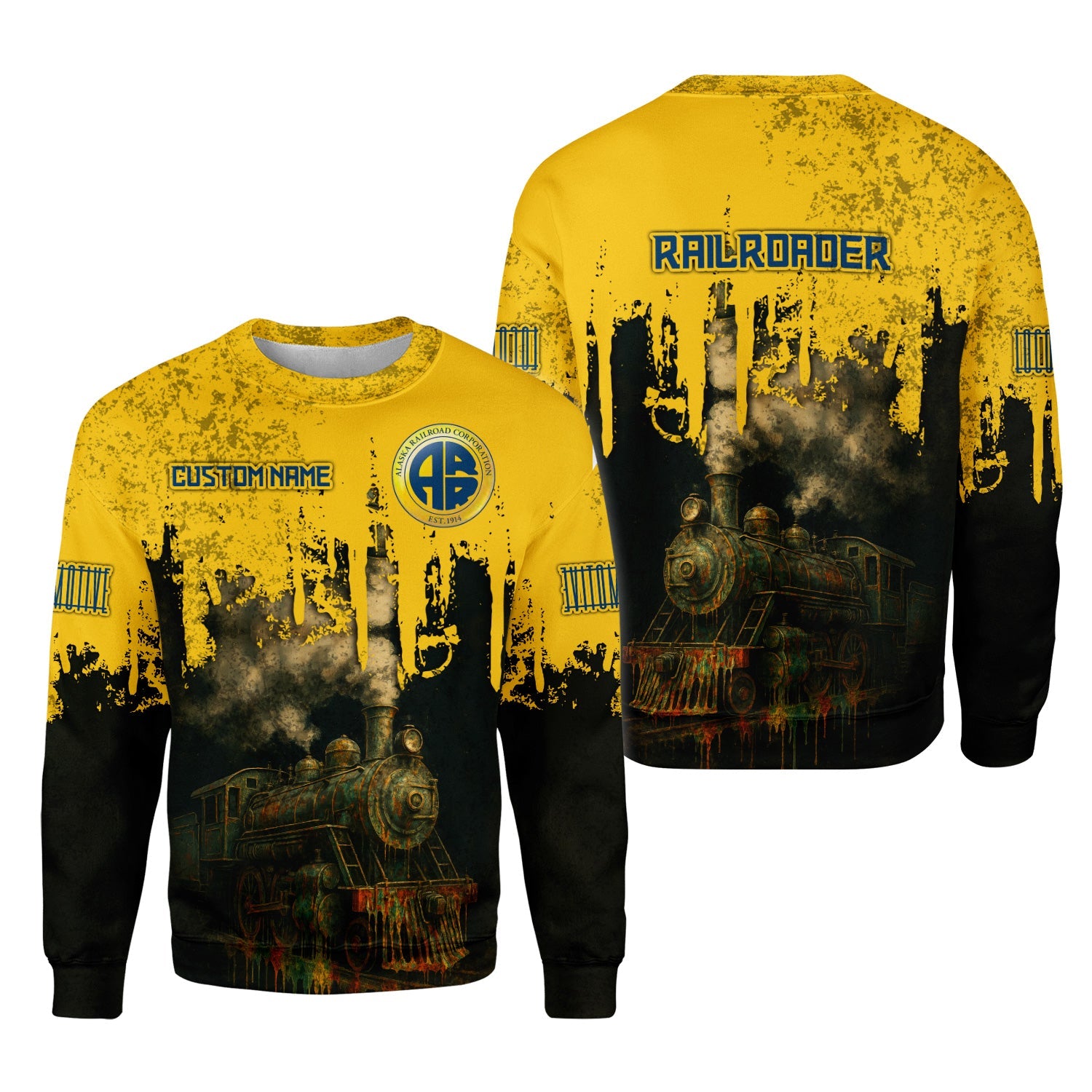 Railspirit Personalized Alaska Railroad Sweatshirt Vintage Train Art Style Shirt For Locomotive Fans