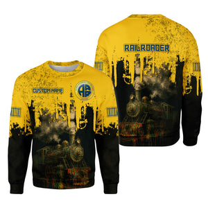 Railspirit Personalized Alaska Railroad Sweatshirt Vintage Train Art Style Shirt For Locomotive Fans