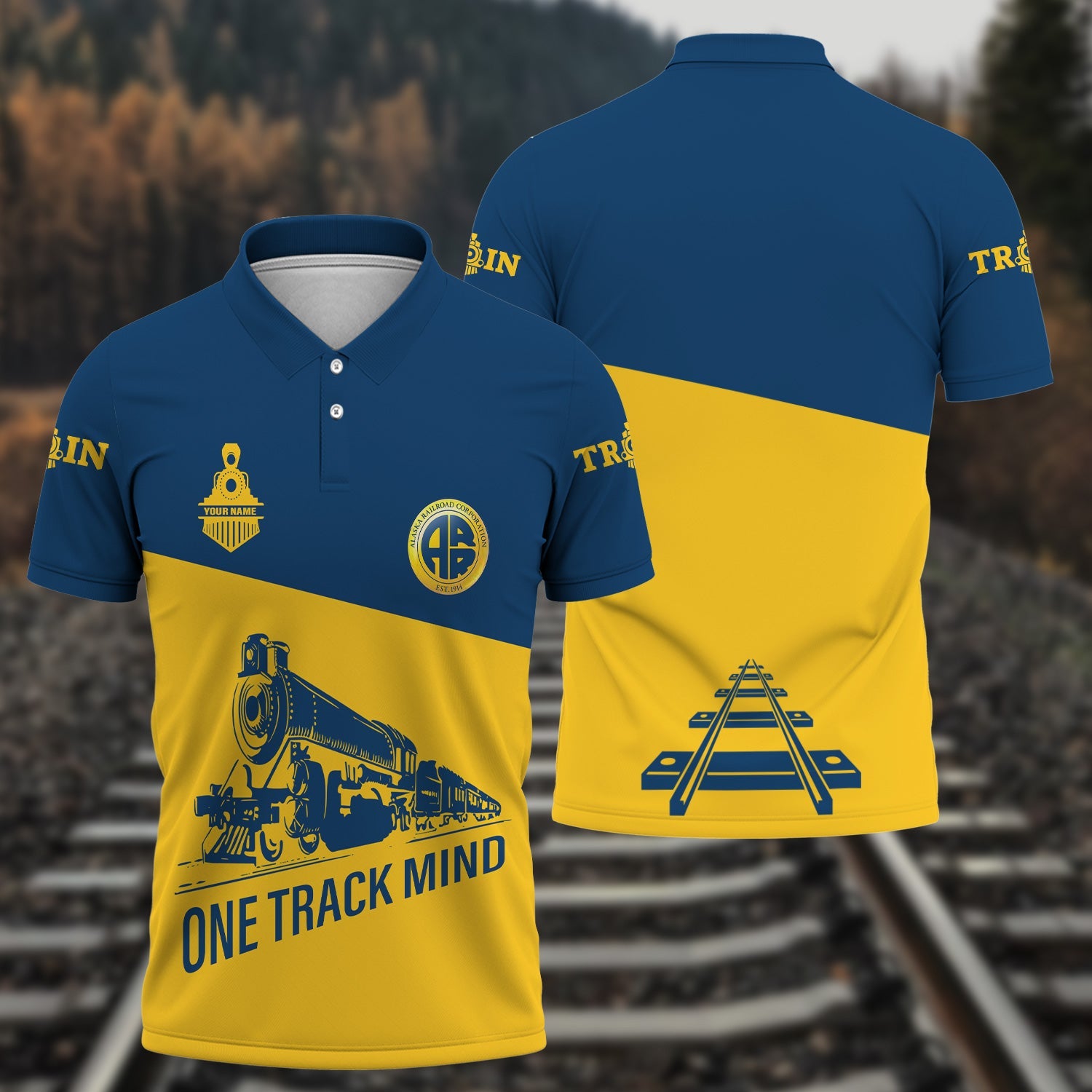 Railspirit Personalized Alaska Railroad Polo Shirt One Track Mind Unisex Train Shirt Gift Idea For Train Lover
