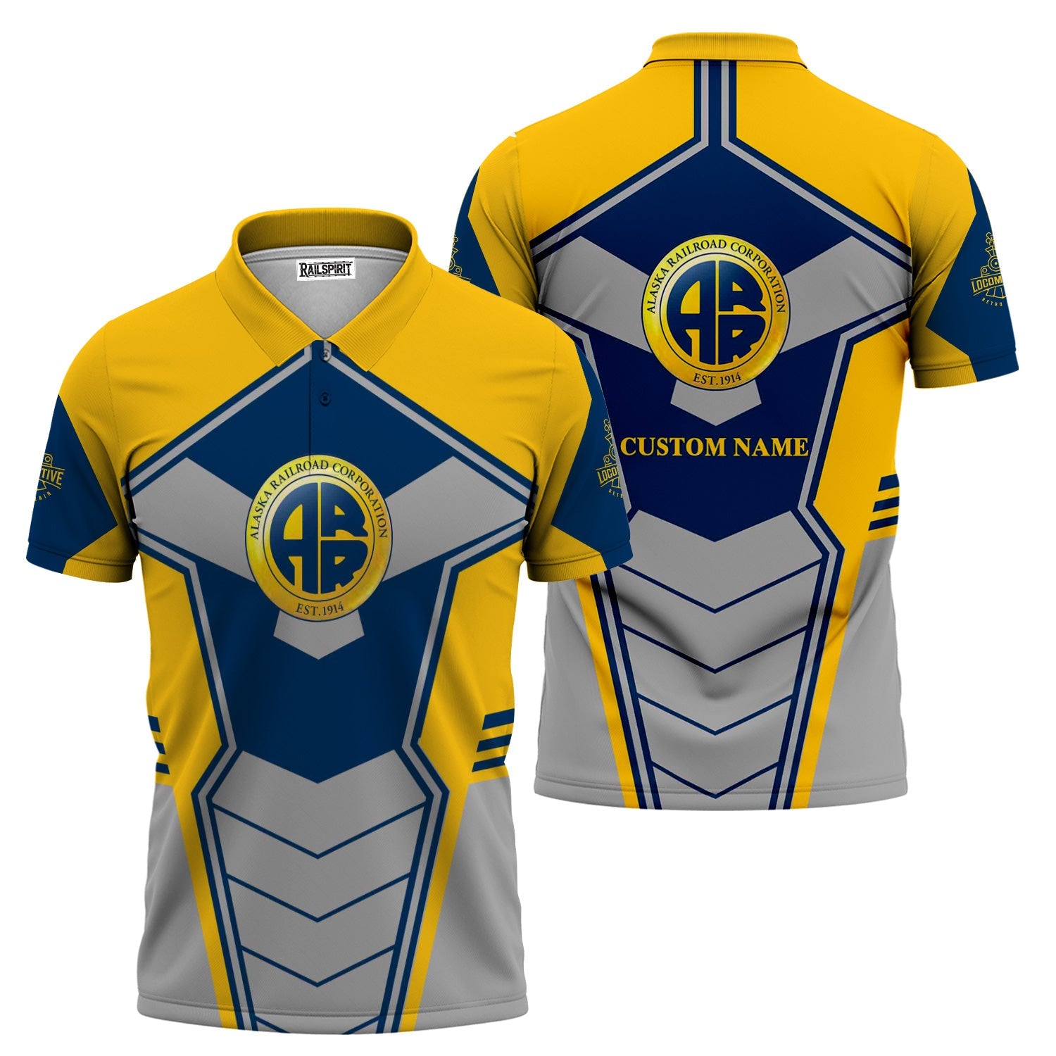 Railspirit Personalized Alaska Railroad Polo Shirt Engine-Inspired Style Train Shirt for Railroad Fanatic