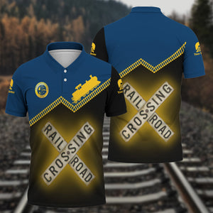 Railspirit Personalized Alaska Railroad Polo Shirt Railroad Crossing Printed Train Track Shirt
