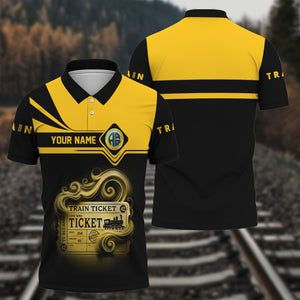 Railspirit Custom Name Alaska Railroad Polo Shirt American Train Ticket Printed Shirt