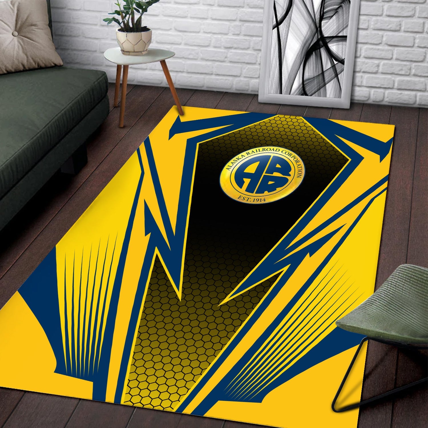 Railspirit Alaska Railroad Area Rug Lightning Graphic Style Rug Gift Idea For Train Lover