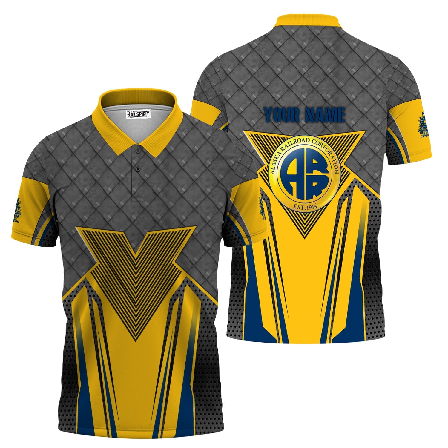 Railspirit Personalized Alaska Railroad Polo Shirt Rugged Steel Vibes Train Shirt All Over Print