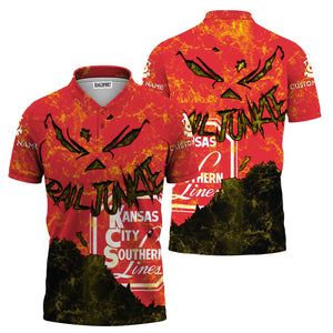 Railspirit Personalized Kansas City Southern Polo Shirt Torn Graphic Style Train Shirt For Rail Junkie