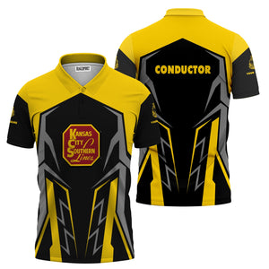 Railspirit Personalized Kansas City Southern Polo Shirt Futuristic Design with Custom Job Train Shirt