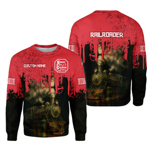 Railspirit Personalized Kansas City Southern Sweatshirt Vintage Train Art Style Shirt For Locomotive Fans
