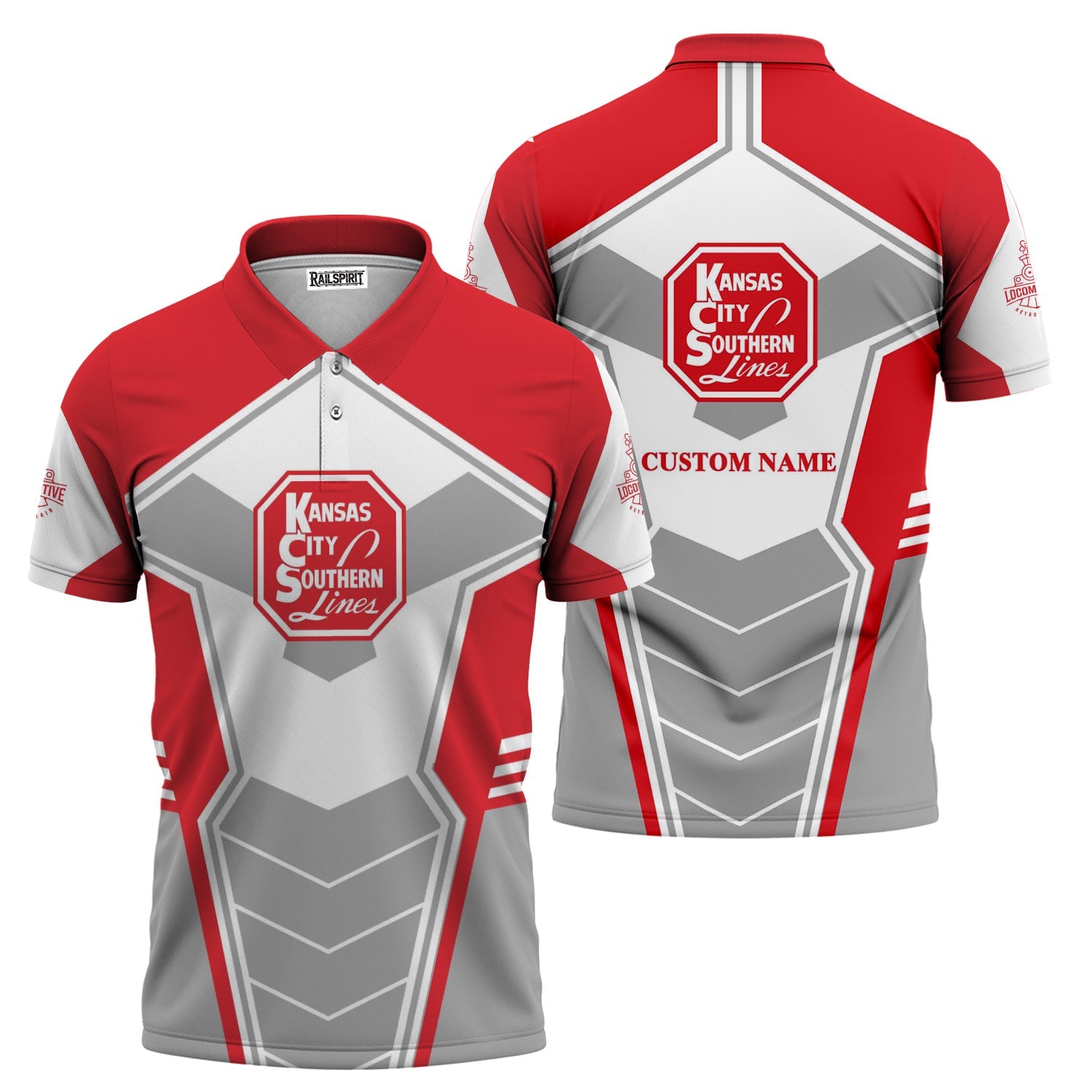 Railspirit Personalized Kansas City Southern Polo Shirt Engine-Inspired Style Train Shirt for Railroad Fanatic