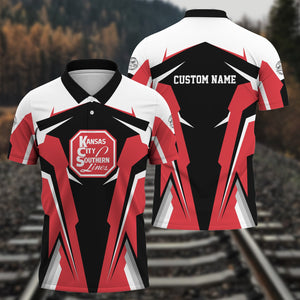 Railspirit Personalized Kansas City Southern Polo Shirt Strong Line Style Train Unisex Shirt All Over Print