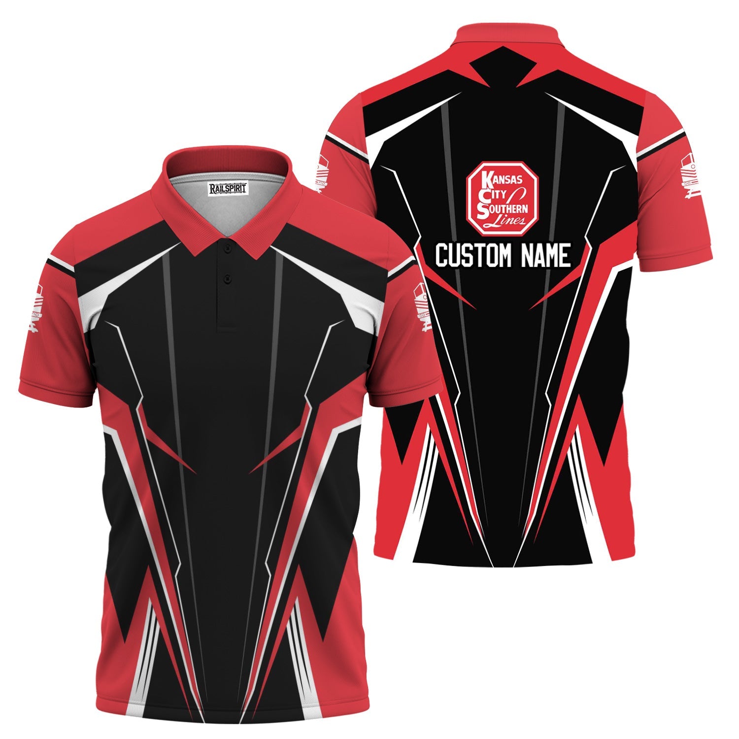 Railspirit Personalized Kansas City Southern Polo Shirt Lightning-Edge Design Train Shirt For Railroad Lovers