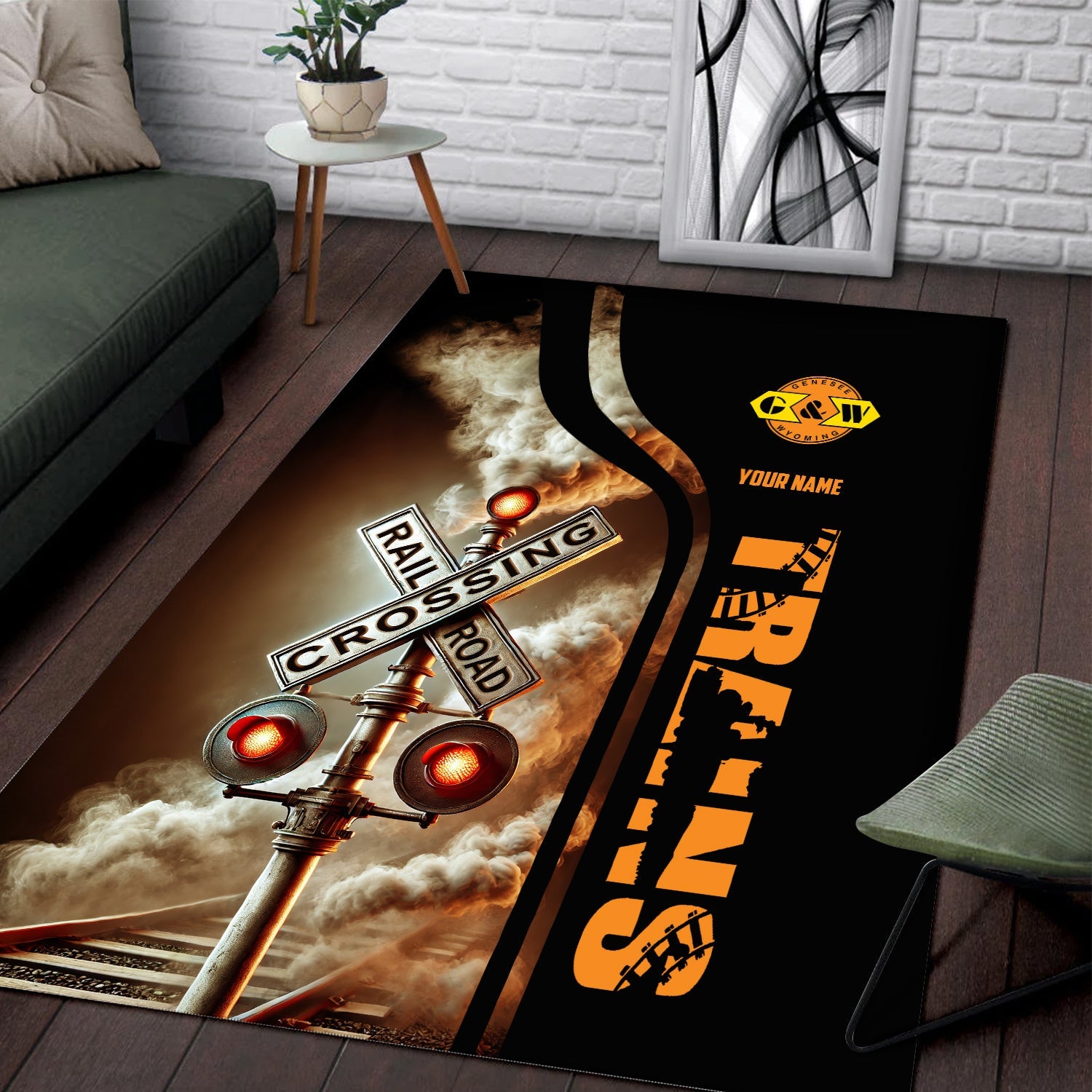 Railspirit Personalized Genesee & Wyoming Inc. Railroad Area Rug Railroad Crossing Sign Rug All Over Print