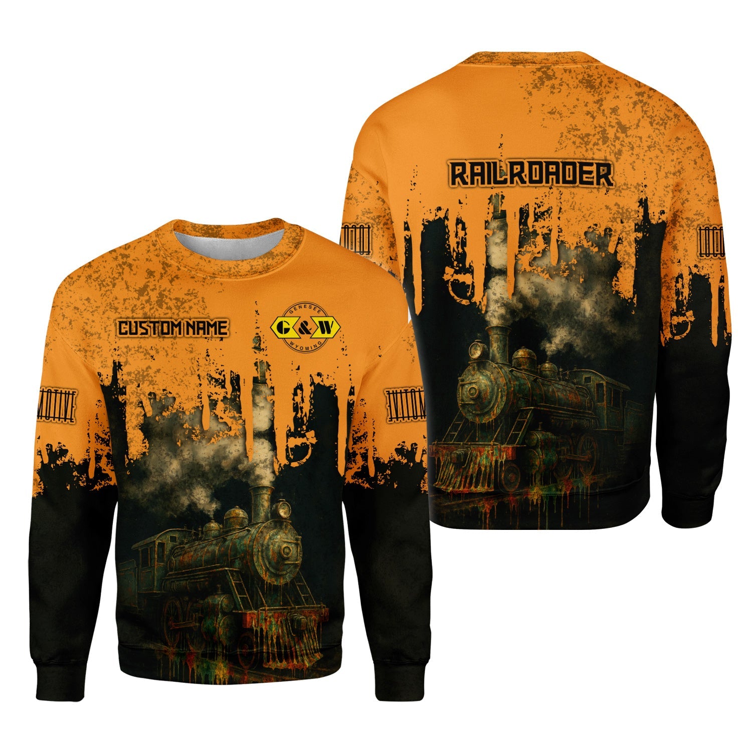 Railspirit Personalized Genesee & Wyoming Inc. Railroad Sweatshirt Vintage Train Art Style Shirt For Locomotive Fans