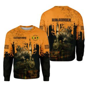 Railspirit Personalized Genesee & Wyoming Inc. Railroad Sweatshirt Vintage Train Art Style Shirt For Locomotive Fans