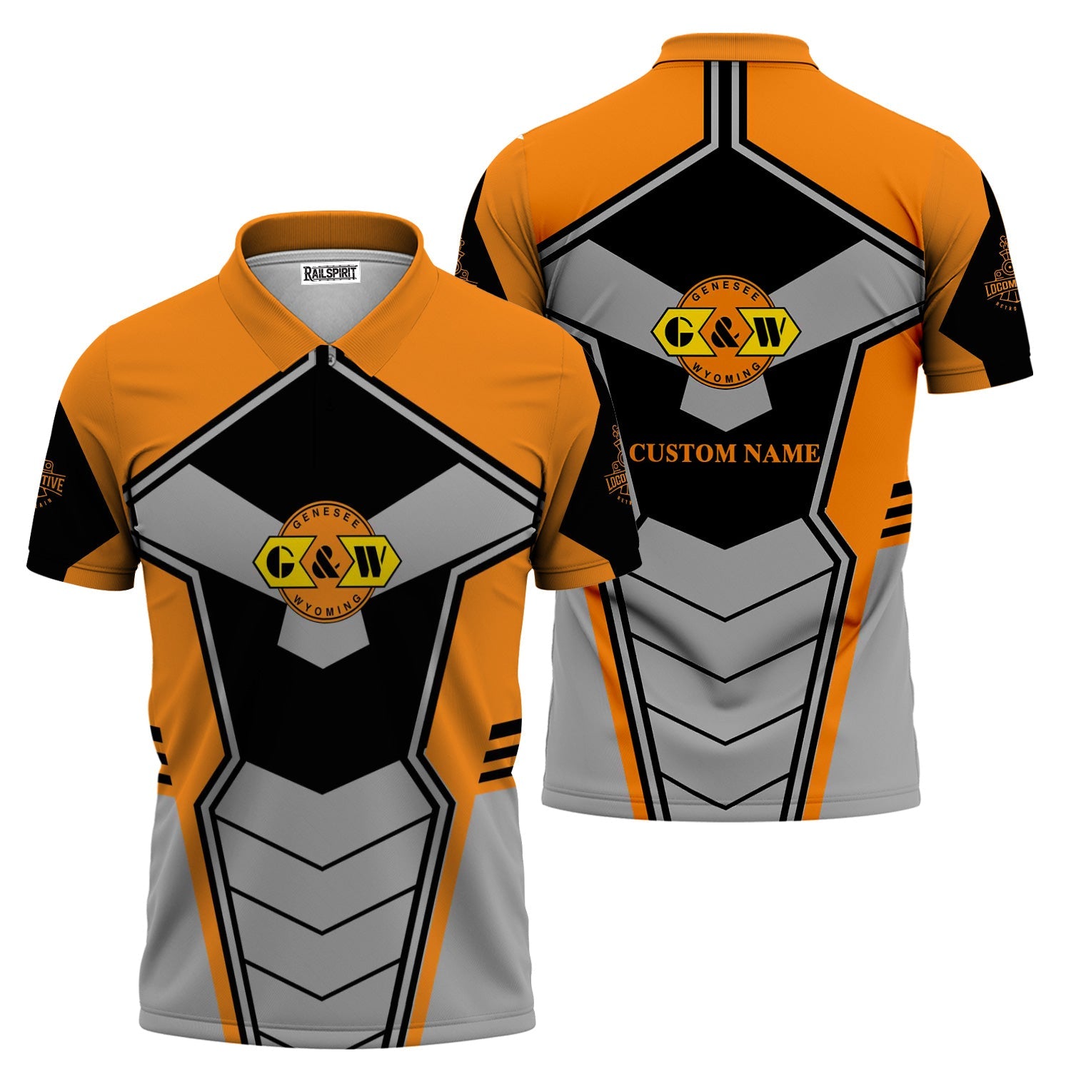 Railspirit Personalized Genesee & Wyoming Inc. Railroad Polo Shirt Engine-Inspired Style Train Shirt for Railroad Fanatic