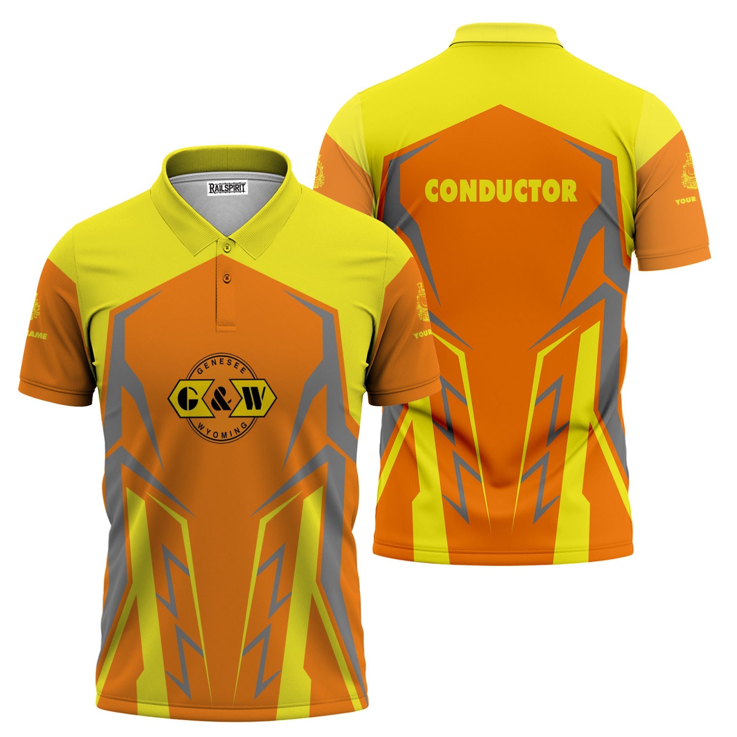 Railspirit Personalized Genesee & Wyoming Inc. Railroad Polo Shirt Futuristic Design with Custom Job Train Shirt