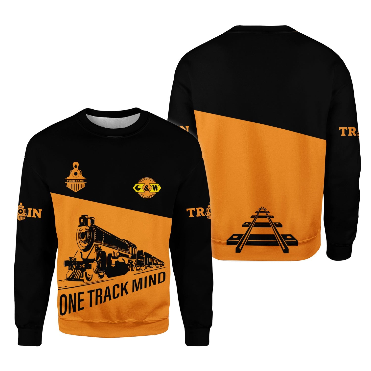 Railspirit Personalized Genesee & Wyoming Inc. Railroad Sweatshirt One Track Mind Train Sweater Gift Idea For Train Lover