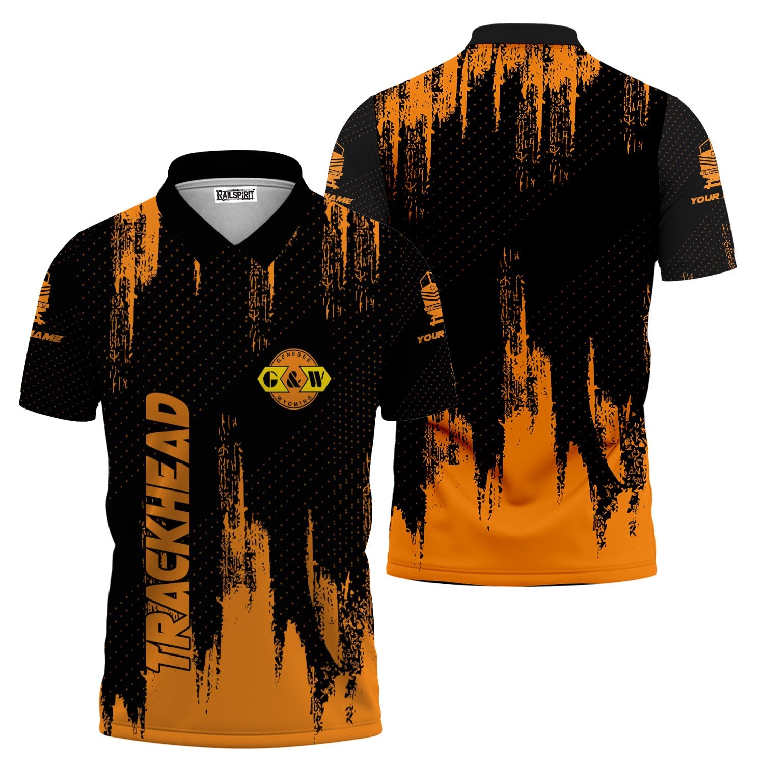 Railspirit Personalized Genesee & Wyoming Inc. Railroad Polo Shirt Paint Impact Design Train Shirt for Trackhead