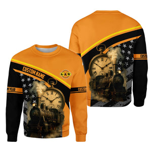 Railspirit Personalized Genesee & Wyoming Inc. Railroad Sweatshirt Classic Steam Engine With Retro Pocket Watch Shirt All Over Print