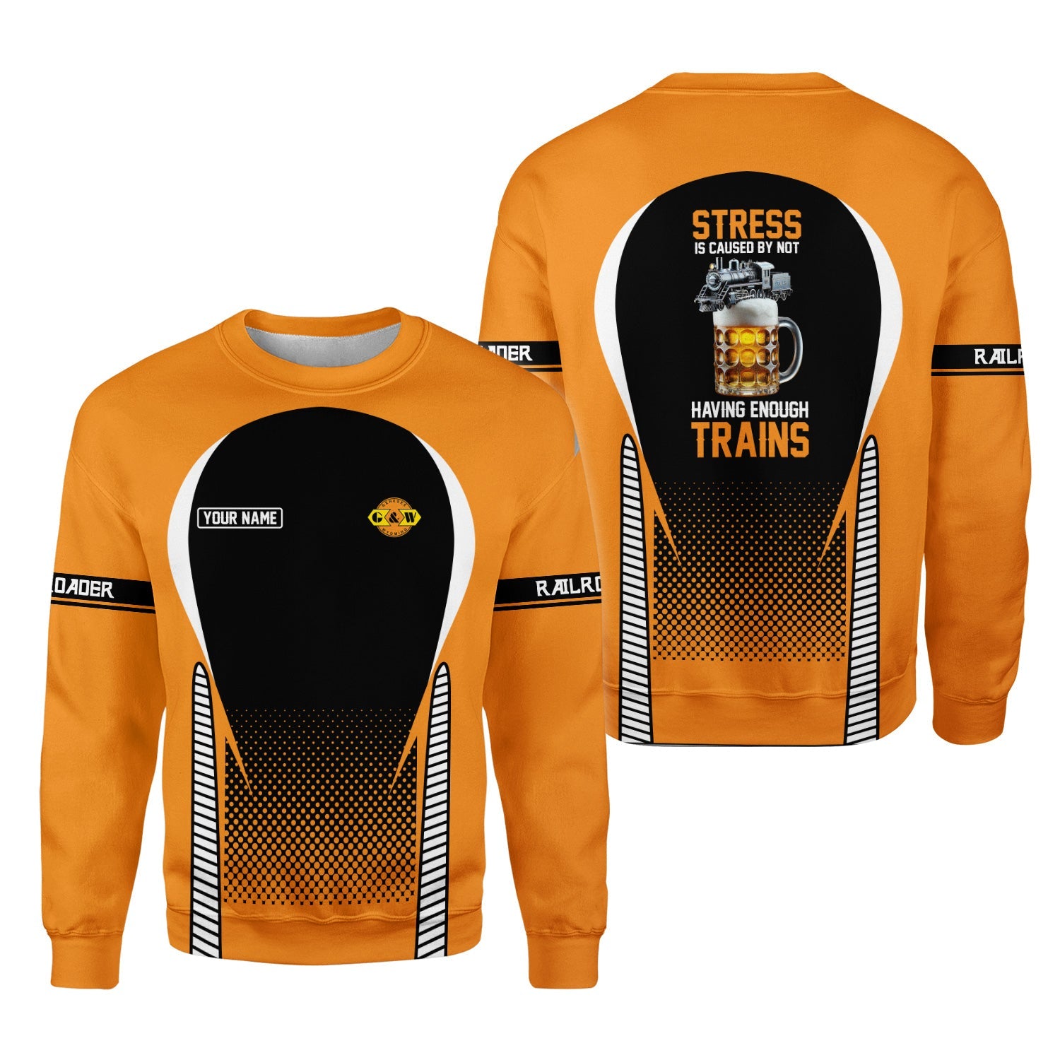 Railspirit Personalized Genesee & Wyoming Inc. Railroad Sweatshirt Stress Is Caused By Not Having Enough Trains Shirt All Over Print Shirt