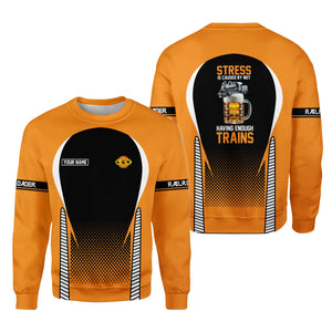 Railspirit Personalized Genesee & Wyoming Inc. Railroad Sweatshirt Stress Is Caused By Not Having Enough Trains Shirt All Over Print Shirt