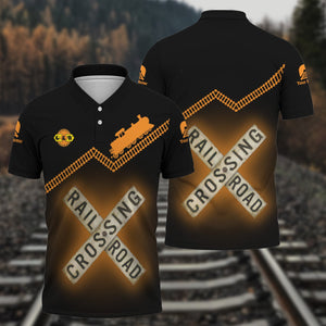 Railspirit Personalized Genesee & Wyoming Inc. Railroad Polo Shirt Railroad Crossing Printed Train Track Shirt