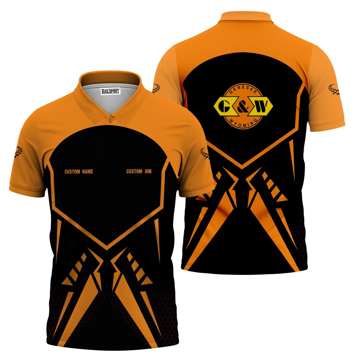 Railspirit Personalized Genesee & Wyoming Inc. Railroad Polo Shirt Vibriant Style with Custom Position Train Shirt