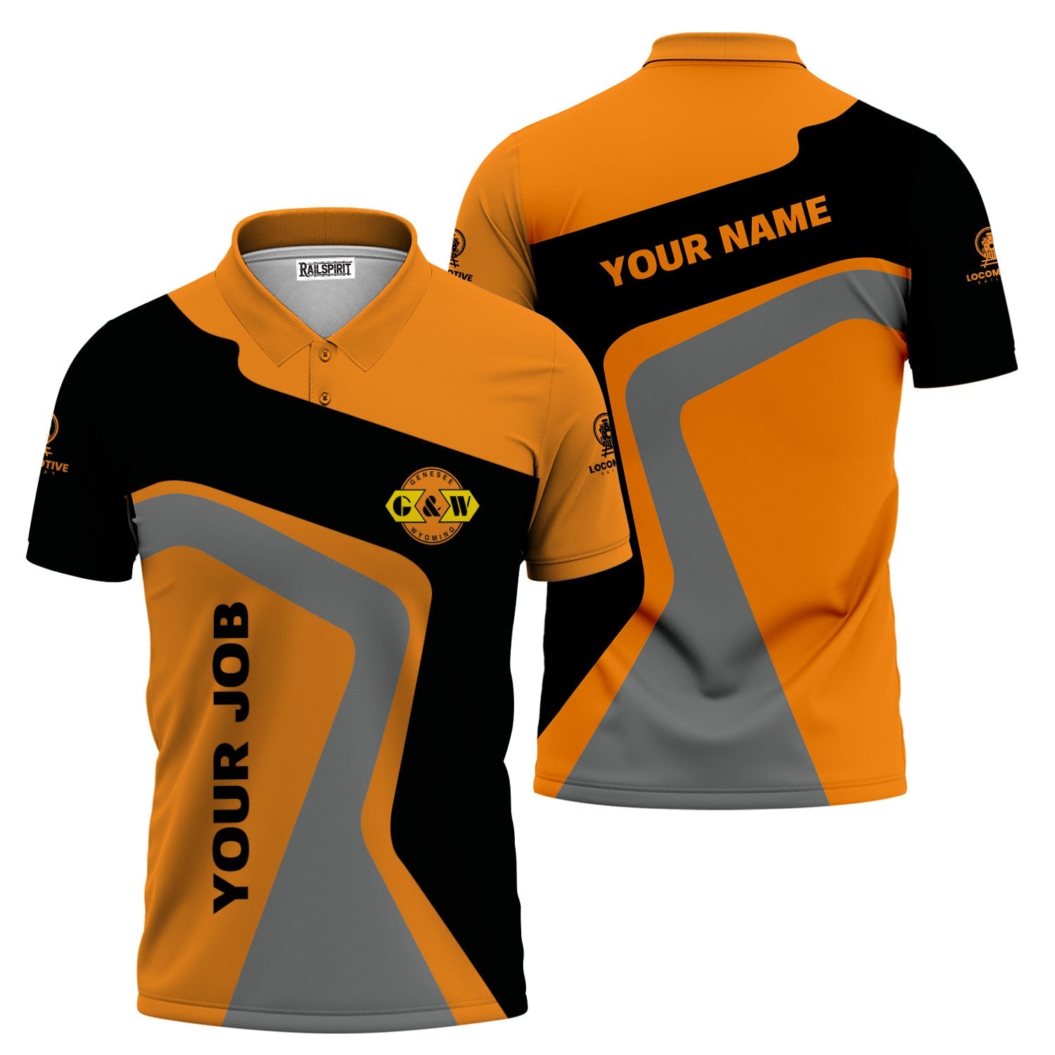 Railspirit Personalized Genesee & Wyoming Inc. Railroad Polo Shirt Unique Design with Custom Job Position Train Shirt