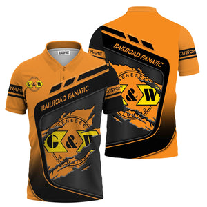 Railspirit Personalized Genesee & Wyoming Inc. Railroad Polo Shirt Ripped Texture Style Train Shirt For Railroad Fanatic