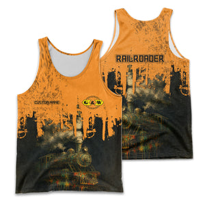 Railspirit Personalized Genesee & Wyoming Inc. Railroad Men Tank Top Vintage Train Art Style Shirt For Locomotive Fans