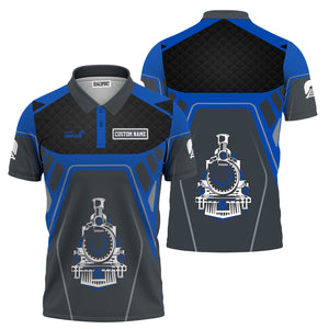 Railspirit Personalized Conrail Railroad Polo Shirt Steam Locomotive Engine Graphic Train Shirt All Over Print