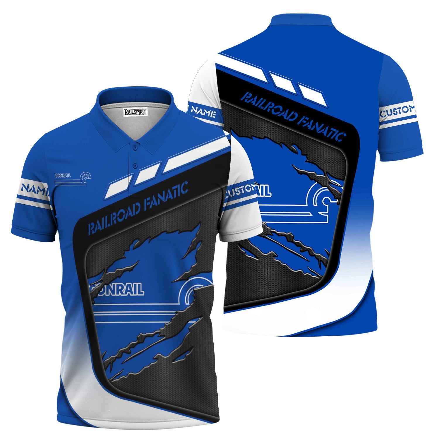 Railspirit Personalized Conrail Railroad Polo Shirt Ripped Texture Style Train Shirt For Railroad Fanatic