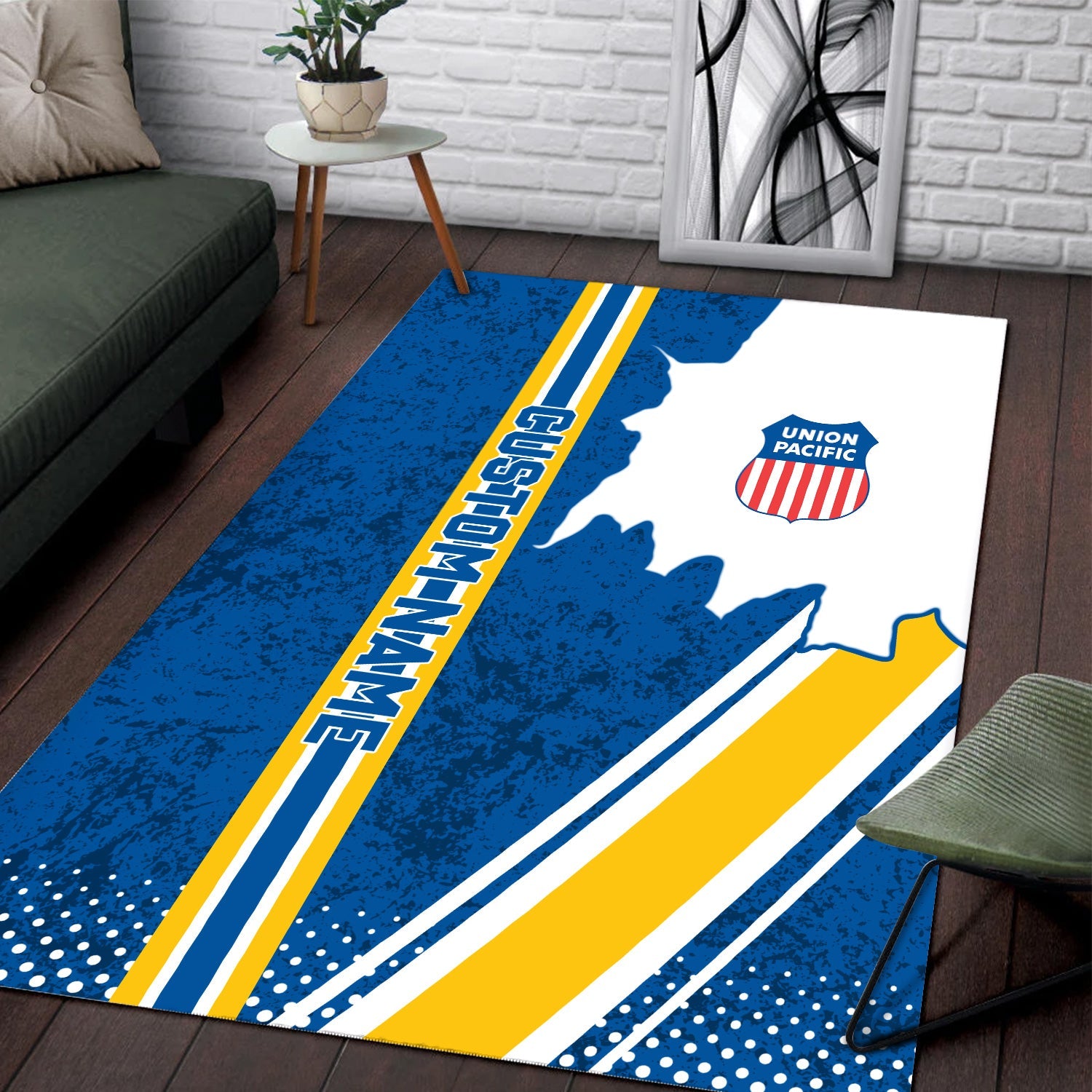 Railspirit Personalized Union Pacific Railroad Area Rug Vintage Big Boy All Over Printed Rug