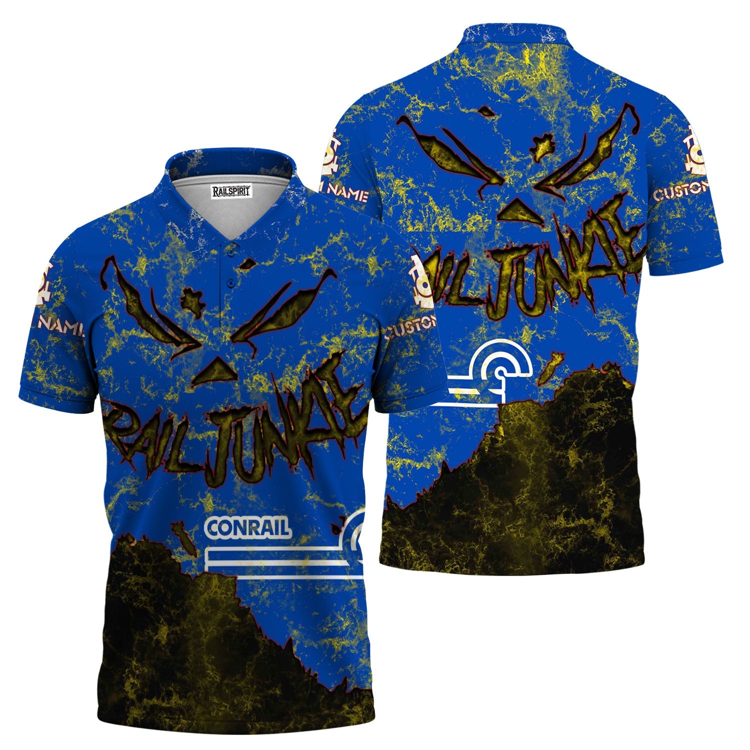 Railspirit Personalized Conrail Railroad Polo Shirt Torn Graphic Style Train Shirt For Rail Junkie