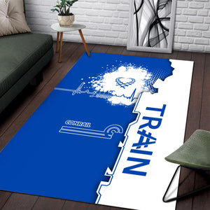 Railspirit Conrail Railroad Area Rug Engine Heartbeat and Track Love Style Rug Gift Idea For Train Lovers