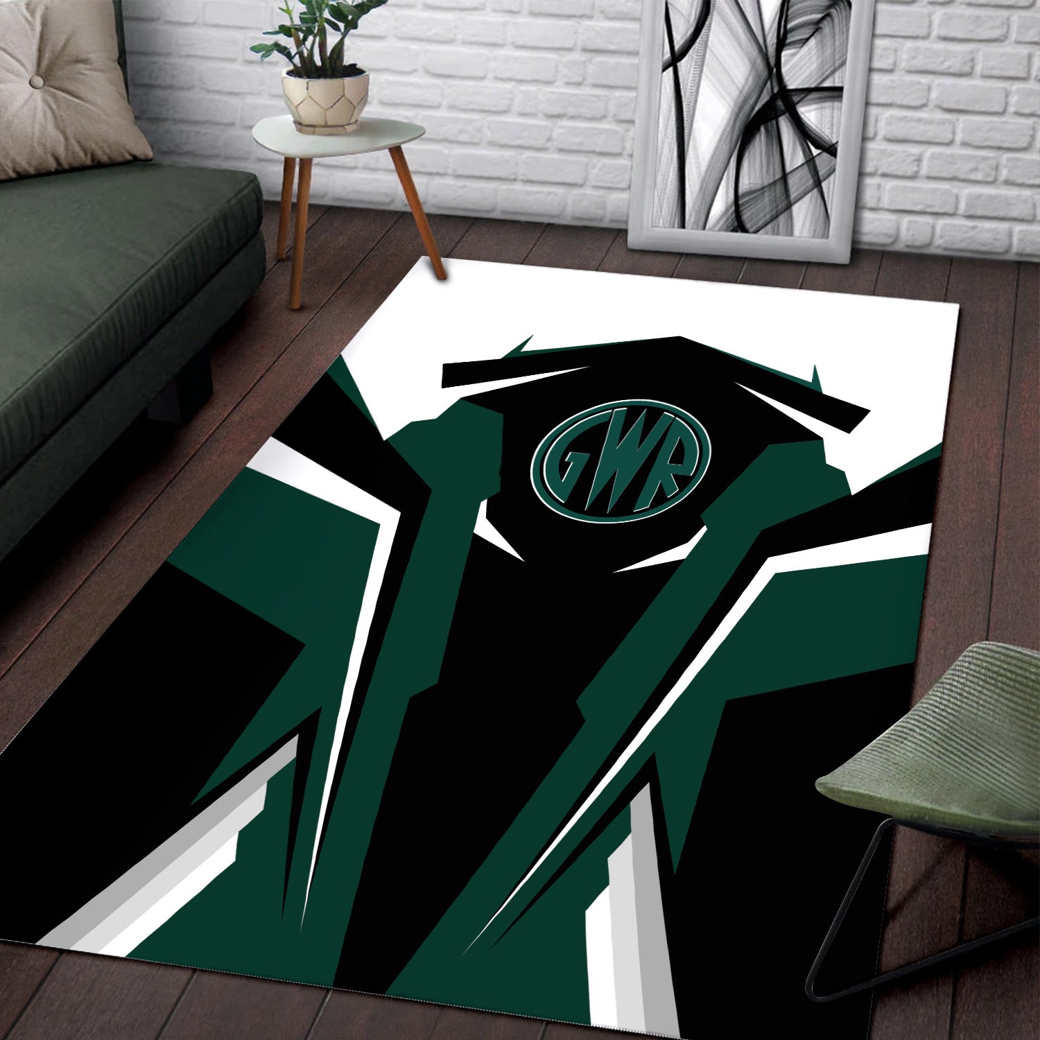 Railspirit Great Western Railway Area Rug Strong Green Line Style Area Rug Gift Idea For Train Lover