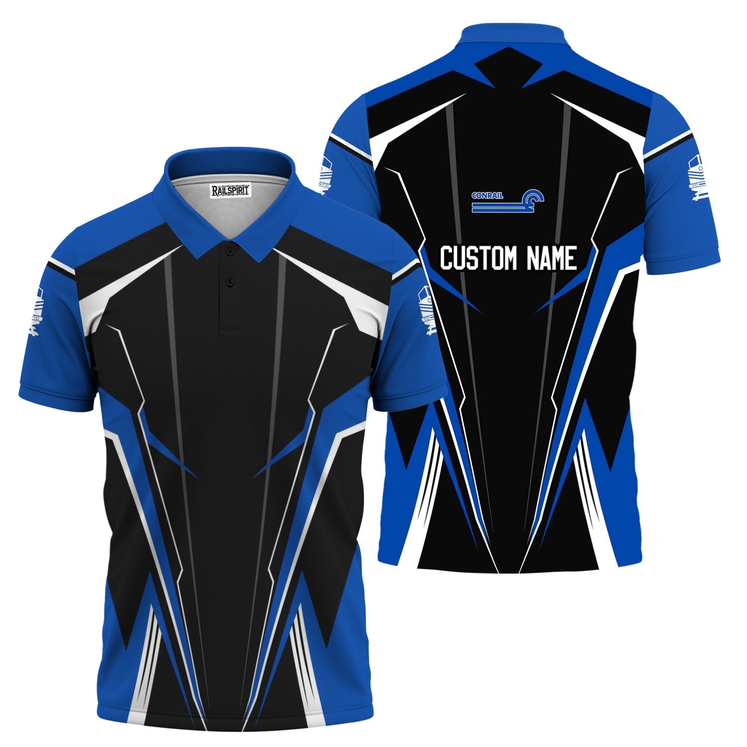 Railspirit Personalized Conrail Railroad Polo Shirt Lightning-Edge Design Train Shirt For Railroad Lovers