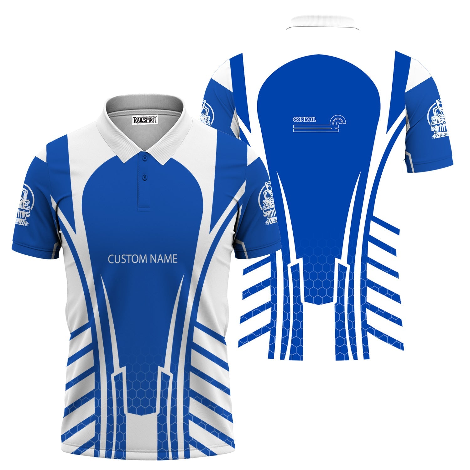 Railspirit Personalized Conrail Railroad Polo Shirt Striped Railroad Style Train Shirt All Over Print