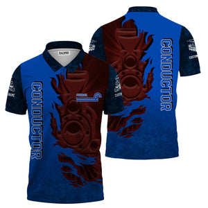Railspirit Personalized Conrail Railroad Polo Shirt Blazing Style with Custom Position Train Shirt