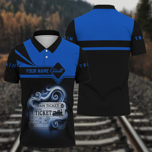 Railspirit Custom Name Conrail Railroad Polo Shirt American Train Ticket Printed Shirt