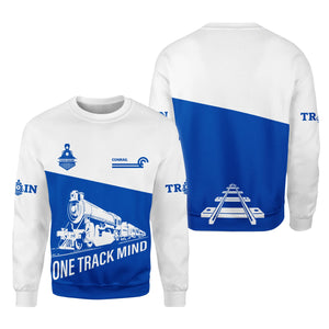 Railspirit Personalized Conrail Railroad Sweatshirt One Track Mind Train Sweater Gift Idea For Train Lover