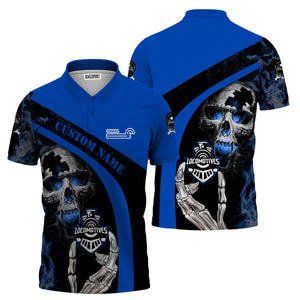 Railspirit Personalized Conrail Railroad Polo Shirt Flame Skull Design Train Shirt for Locomotive Fans