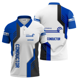 Railspirit Personalized Conrail Railroad Polo Shirt Unique Railway Style with Custom Job Train Shirt